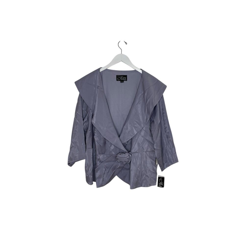 Alex Evenings Portrait Collar Neck Flower Shimmer Satin Blouse Plus Size 3X - Picture 4 of 7